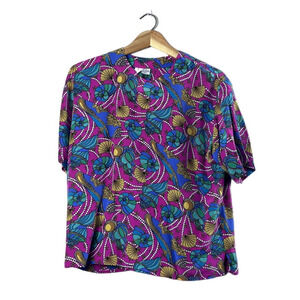 Vintage Vibrant Silk Sunny Leigh Blouse M